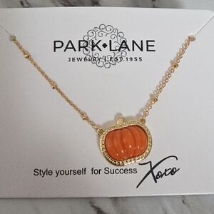 Park Lane Gold Necklace with Orange Pumpkin Pendant